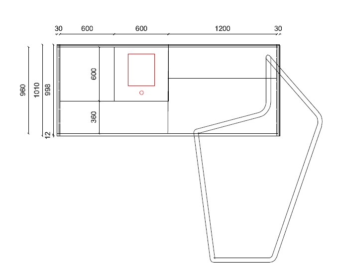 Isola Archigraphica + Bancone Insula pianta